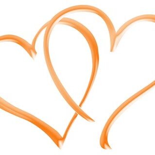 Two orange hearts intertwined together