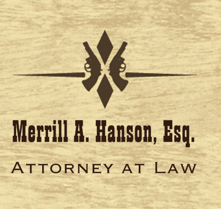 Merrill A. Hanson business card with pistol.