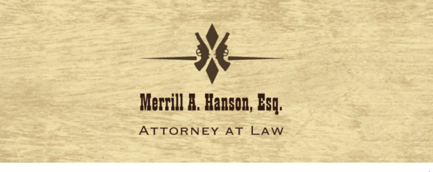 Merrill A. Hanson business card with pistol.