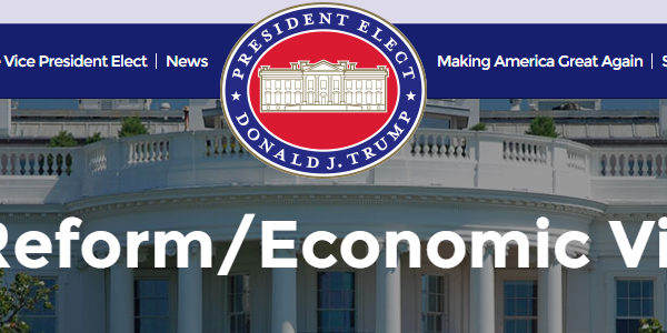 Tax Reform and economic vision words as a overlay in front of the white house.
