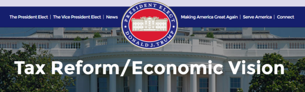 Tax Reform and economic vision words as a overlay in front of the white house.