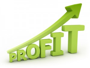 profit icon with arrow going up.