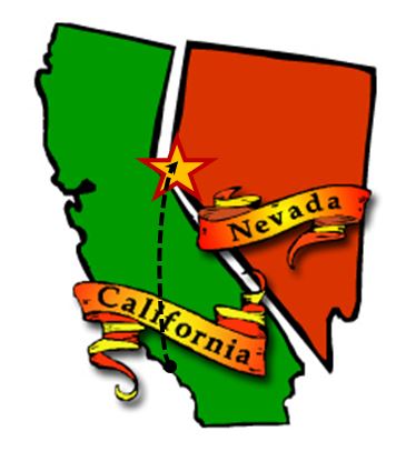 CA-NV-map-arrow State of California and the State of Nevada together.
