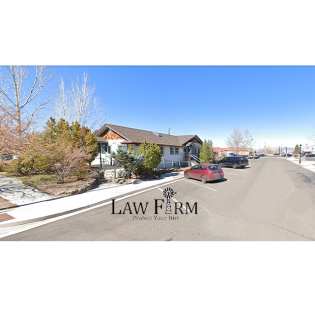 Law Farm logo overlay in front of office.