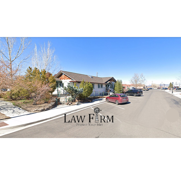 Law Farm logo overlay in front of office.